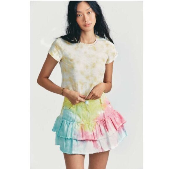 NWT LoveShackFancy Landen Tie-Dyed Mini Skirt Women Size 4 - Picture 1 of 14